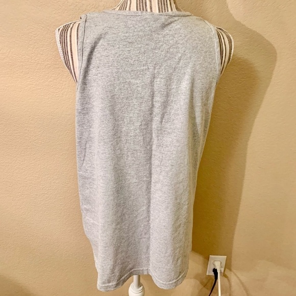 Graphic Tank Top Medium Grey “Day Drinker” Blue Glittery Print Alstyle Cotton - Picture 9 of 15